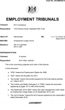 Mr O Oyesanya v The Pennine Acute Hospitals NHS Trust: 2412080/2013 Amended Judgment